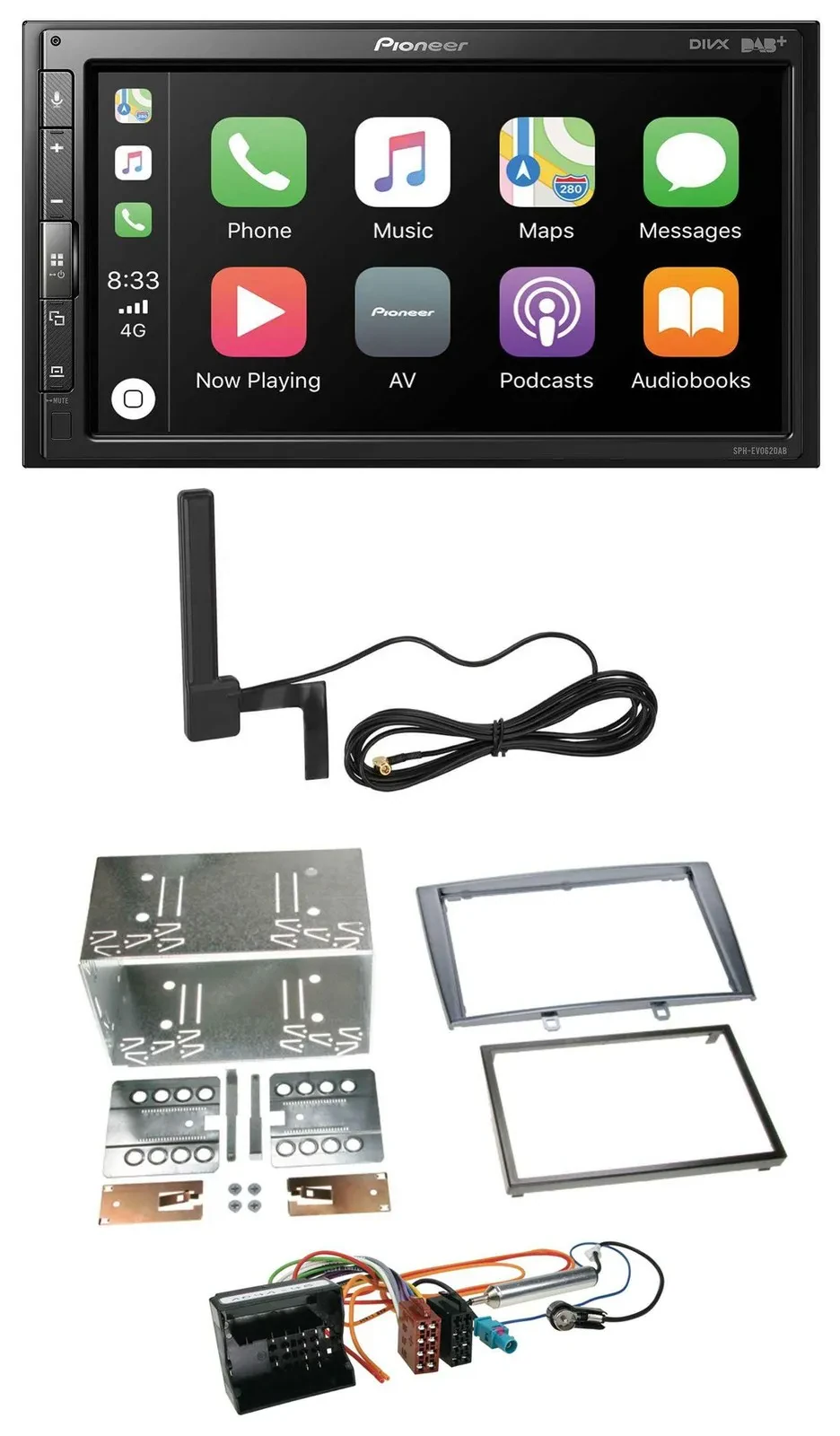 Pioneer USB 2DIN Bluetooth DAB MP3 Autoradio für Peugeot 308 07-09 silber