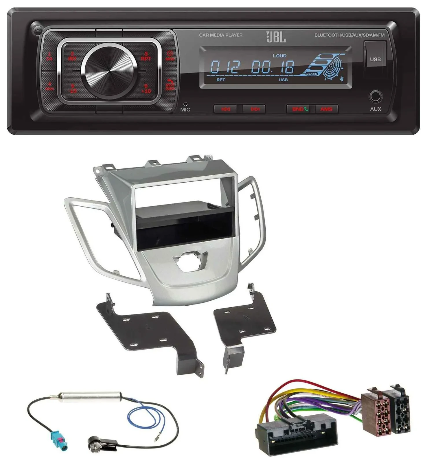 Автомагнитола для Ford Fiesta JA8 (2010–2017, без дисплея) JBL SD, AUX, MP3, USB, Bluetooth