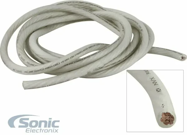 NVX XW0WH20 20 ft. 1/0-Gauge EnvyFlex Power/Ground Wire Cable Frosted White