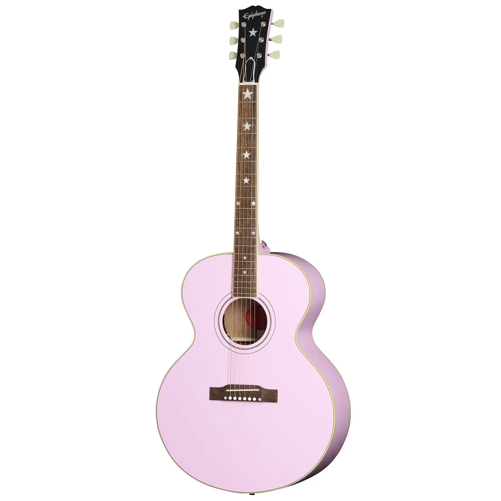 Электроакустическая гитара Epiphone J-180 Jumbo 25.5" Pink, LR Baggs VTC, с кейсом