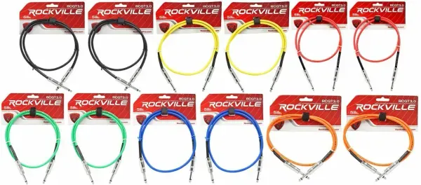 Инструментальный кабель Rockville RCGT3.0 Multicolor 0.9 м (12 штук)