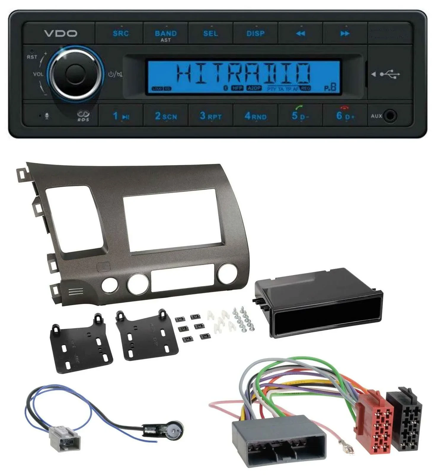 VDO AUX Bluetooth USB MP3 Autoradio für Honda Civic Hybrid FD3 06-10 anthrazit