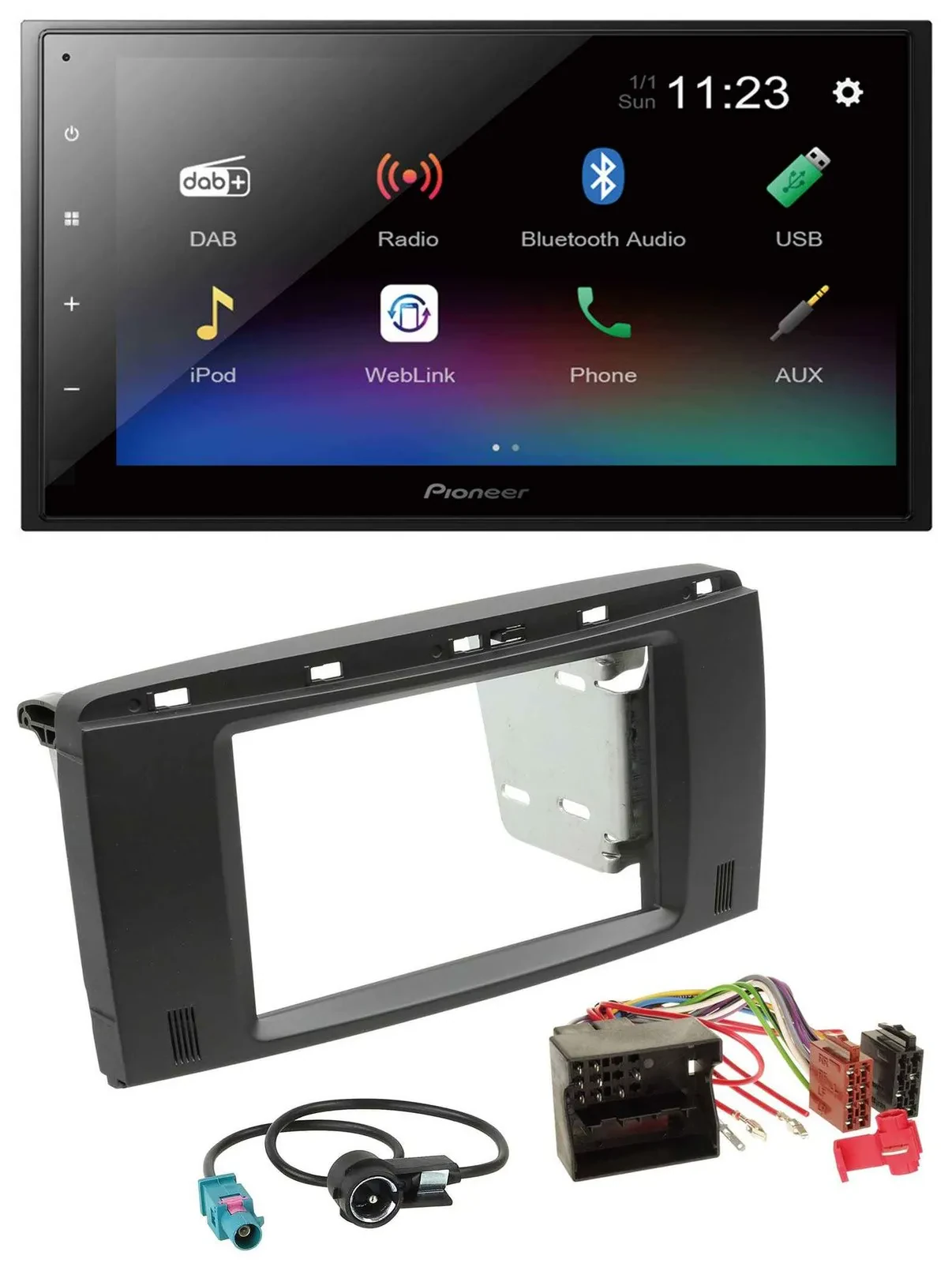 Pioneer USB Bluetooth DAB 2DIN MP3 Autoradio für Mercedes R-Klasse 2006-2012