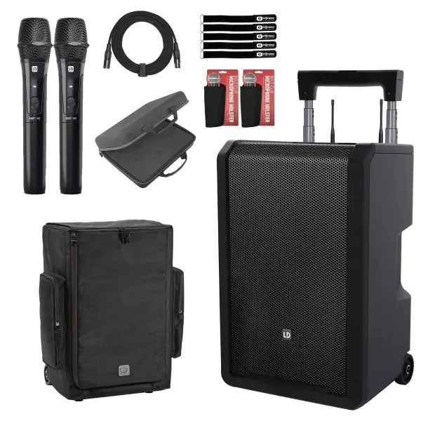 LD Systems ANNY 10 HHD 2 B4.7 10" Portable PA Speaker System w 2 Mics & Case