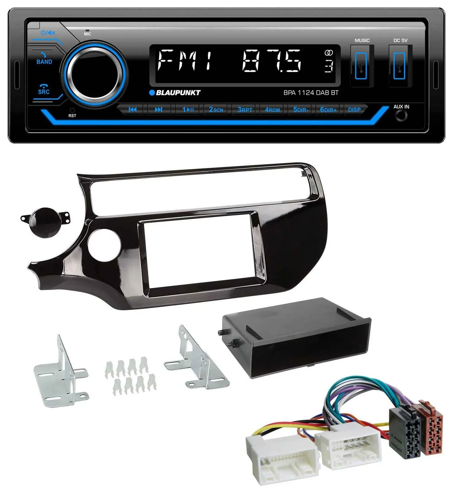 Blaupunkt Bluetooth USB DAB MP3 Autoradio für Kia Rio UB ab 2015 piano-schwarz