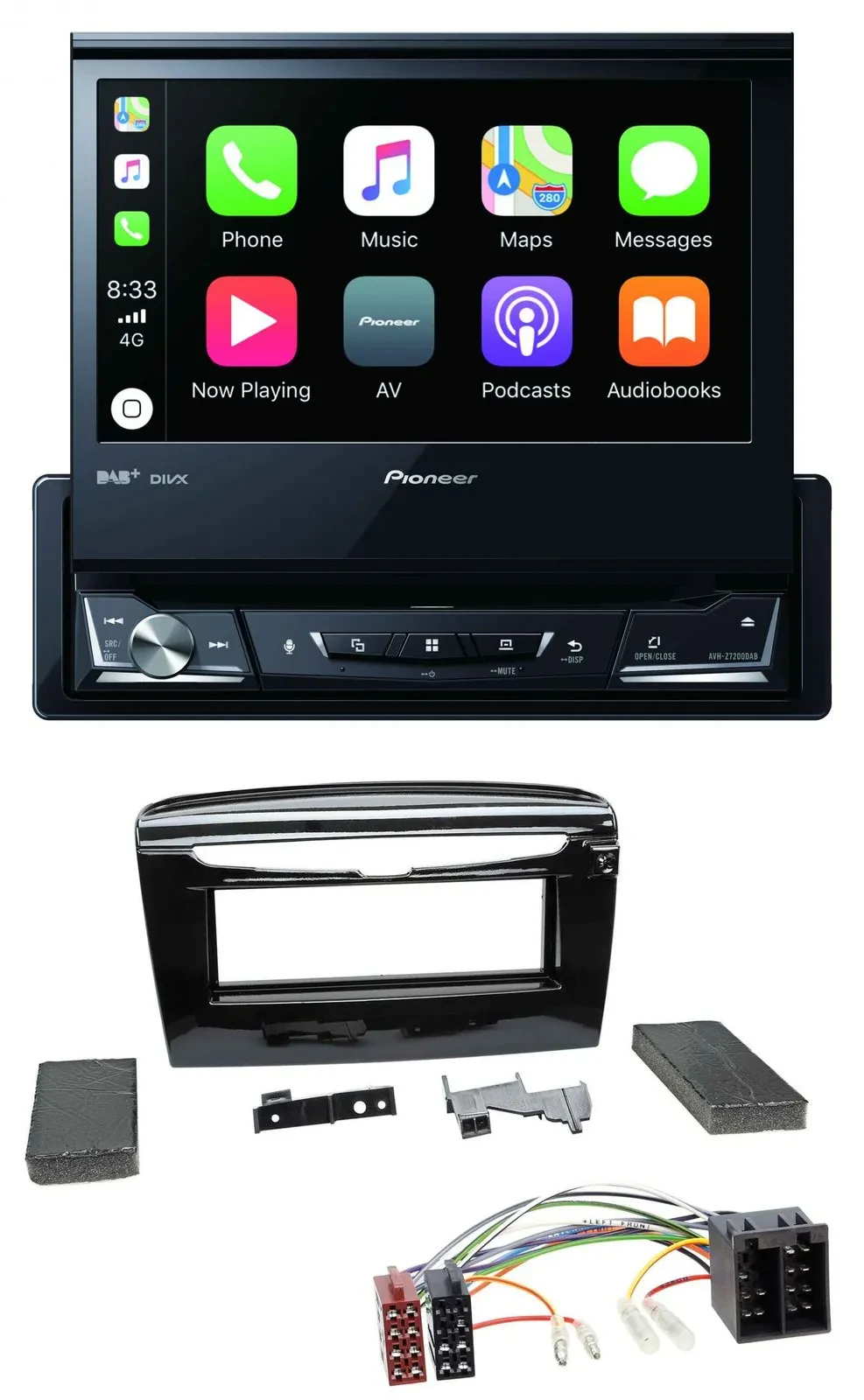 Pioneer DVD Bluetooth DAB USB MP3 Autoradio für Lancia Y ab 12 schwarz glänzend