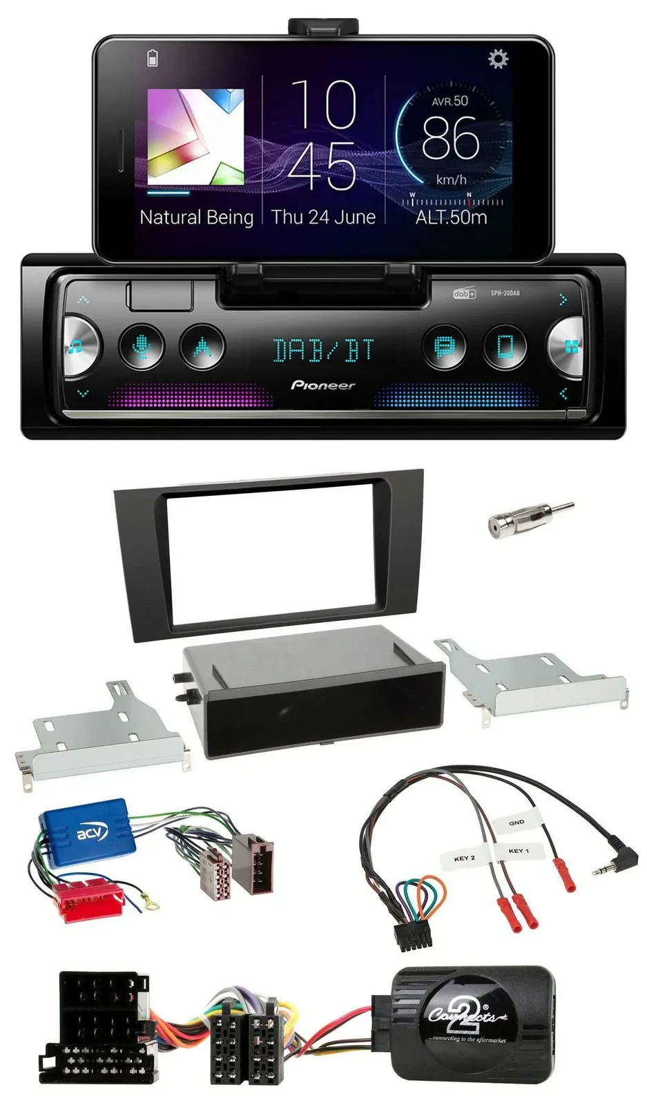 Pioneer USB Lenkrad Bluetooth DAB Autoradio für Audi A4 B5 1999-2001 Aktivsystem