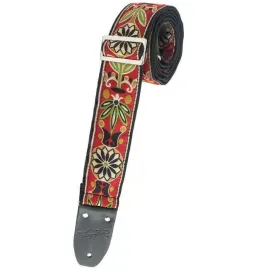 Henry Heller Vintage Reissue Guitar Strap, Jacquard Red/Green/Gold - HJQ2-01