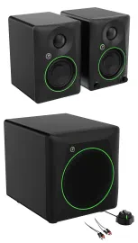 Pair Mackie CR3.5BT 3.5" Powered Studio Monitors w/Bluetooth/Tone Control+8" Sub