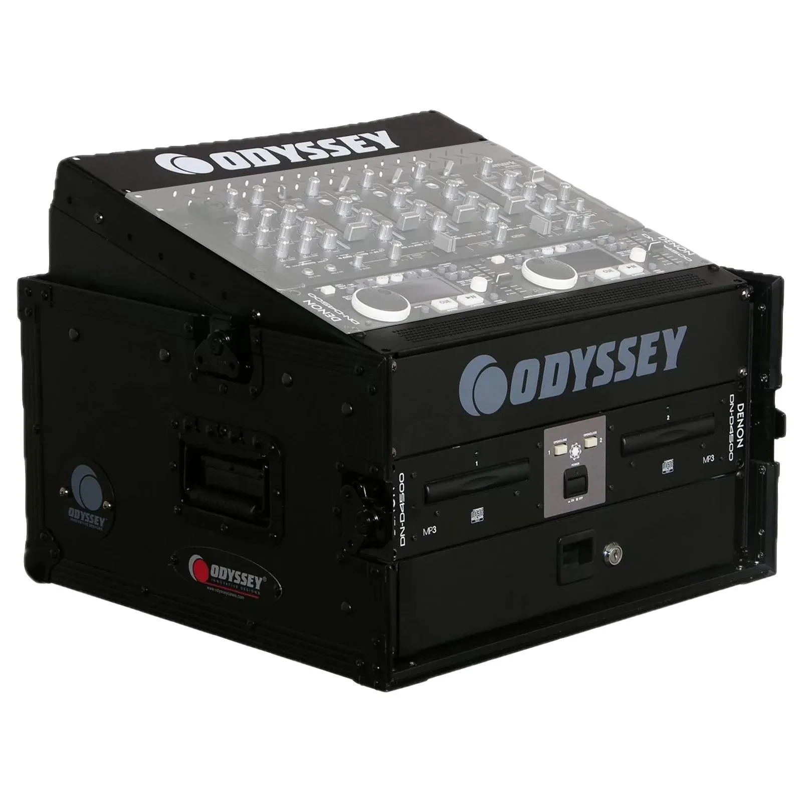 Рэковый кейс Odyssey FZ1004BL, 10U наклонный сверху, 4U вертикальный, черный