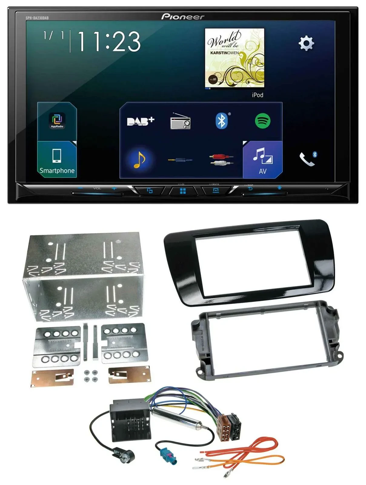 Pioneer MP3 Bluetooth USB 2DIN DAB Autoradio für Seat Ibiza ab 08 Klavierlack-sc