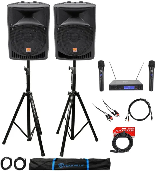 Rockville Powered Dual 8" Karaoke Machine/System 4 Youtube/iPad/iPhone/Laptop/TV