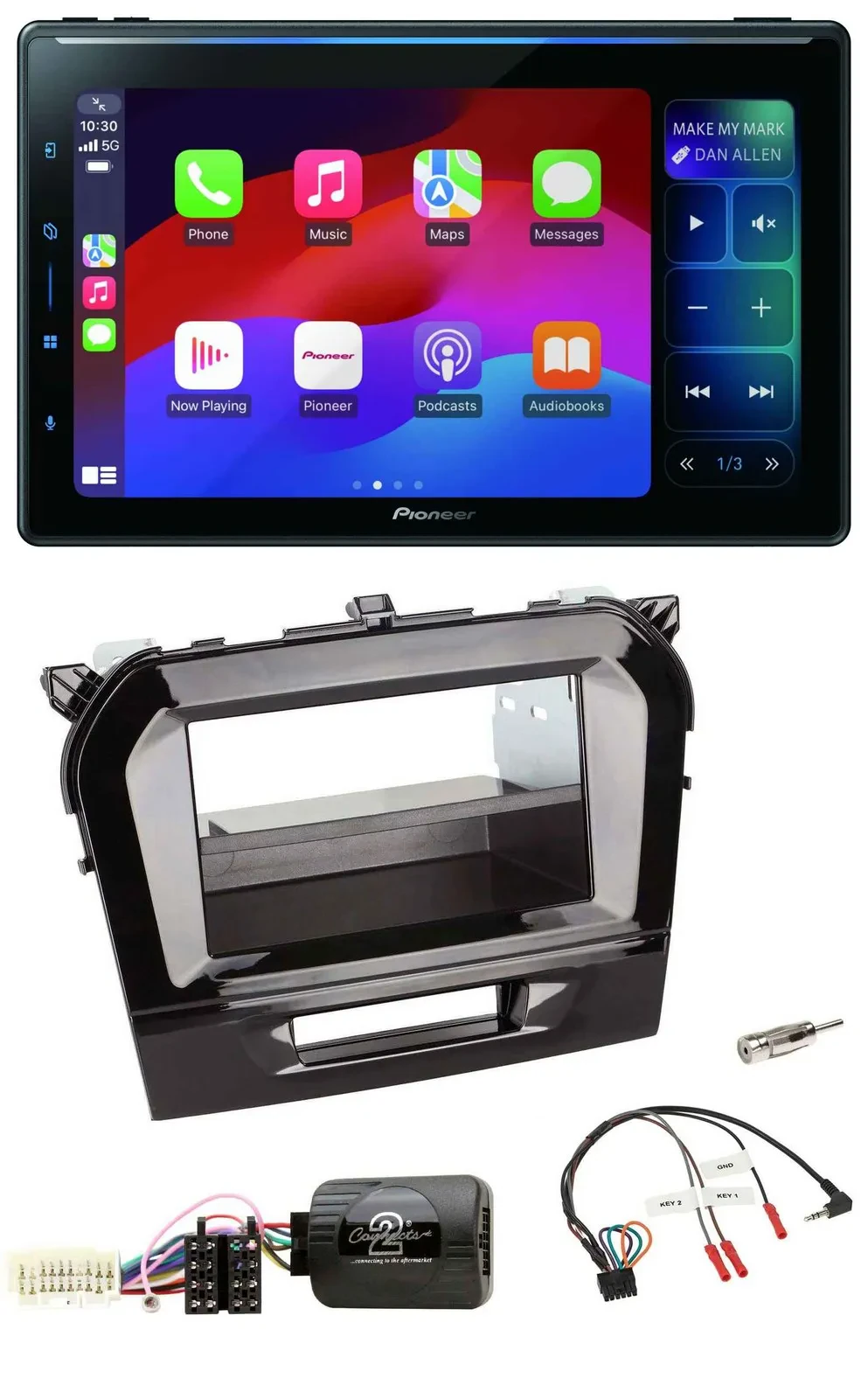 Автомагнитола для Suzuki Vitara (с 2015) Pioneer Bluetooth, DAB, USB, поддержка кнопок на руле, черный глянец