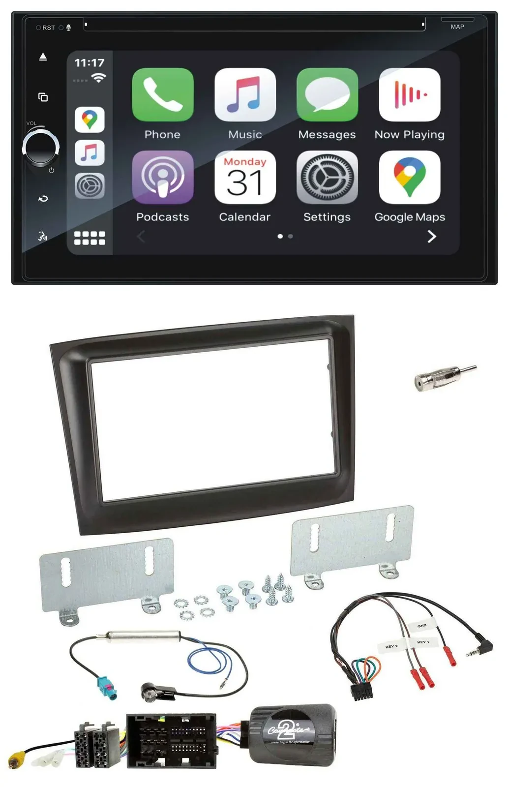 Blaupunkt USB DAB Bluetooth 2DIN TMC Lenkrad Navigation für Fiat Doblo ab 2015 s