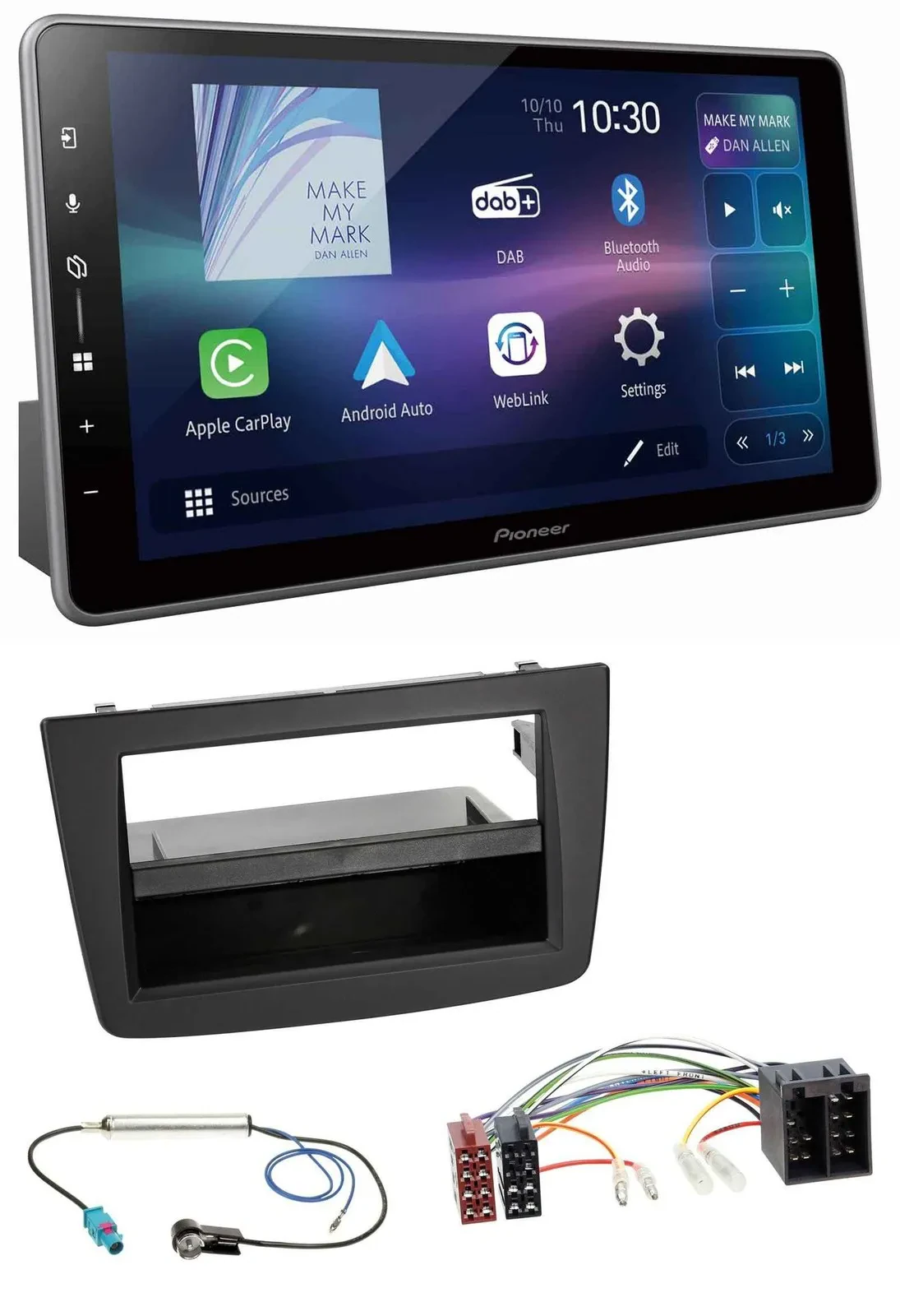 Автомагнитола для Alfa Romeo Mito 955 (2008–2014) Pioneer Bluetooth, USB, DAB, MP3, черная