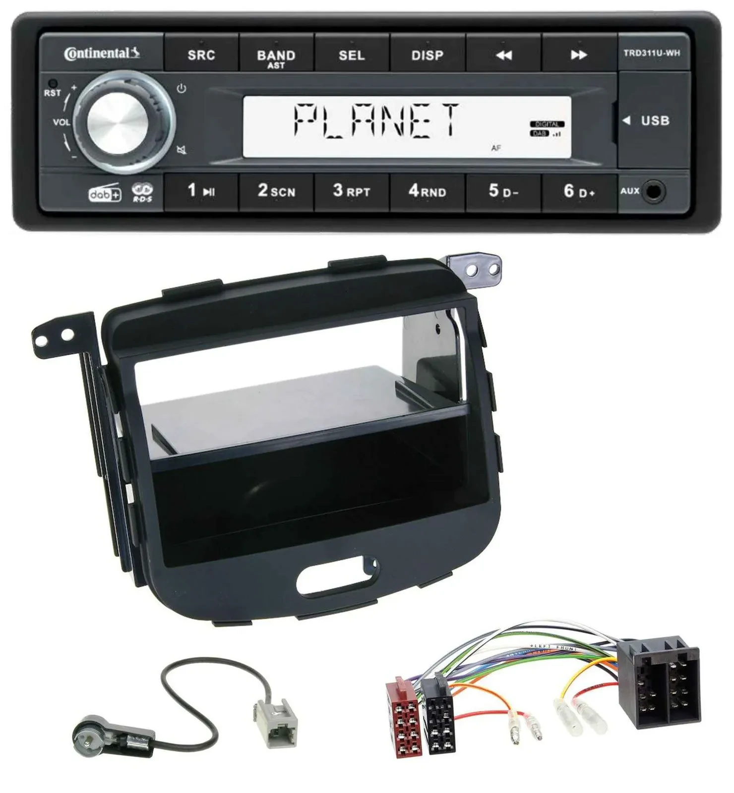 Continental MP3 AUX USB DAB 1DIN Autoradio für Hyundai i10 2008-2013 Rubber Touc