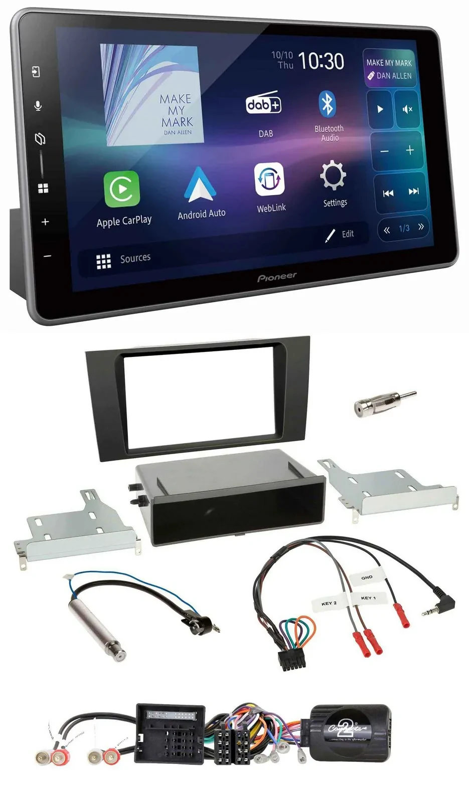 Автомагнитола Pioneer Bluetooth USB DAB для Audi A4 (2000–2001)