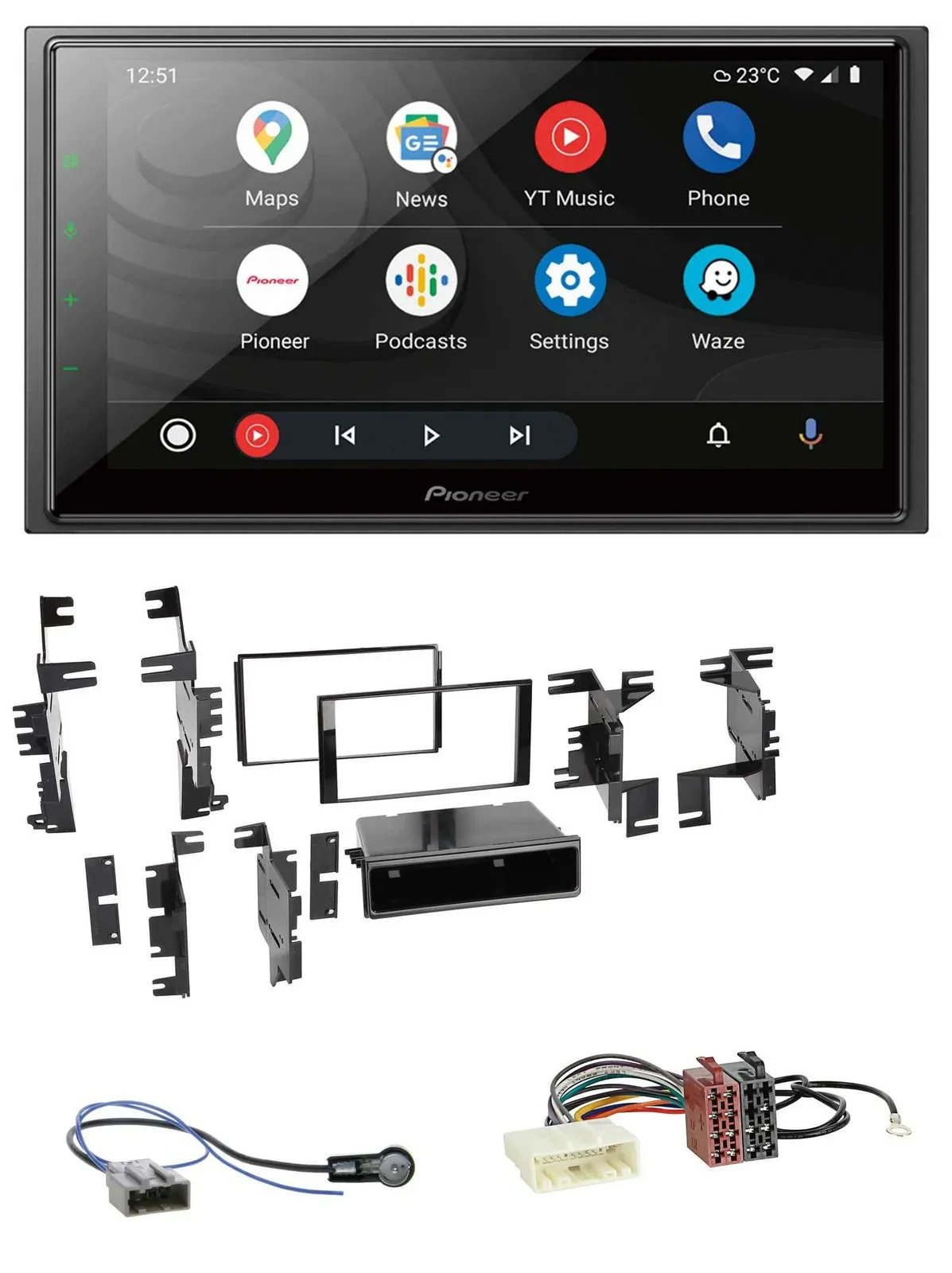 Pioneer USB 2DIN DAB MP3 Bluetooth Autoradio für Nissan Micra 13-17 schwarz glän