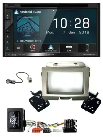 Автомагнитола Kenwood 2DIN для Kia Sportage 3, DAB, TMC, USB, Bluetooth, навигация, поддержка кнопок на руле