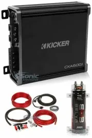Kicker 43CXA6001 600W Monoblock Amplifier + Amp Wiring Kit + 2.0 Farad Capacitor