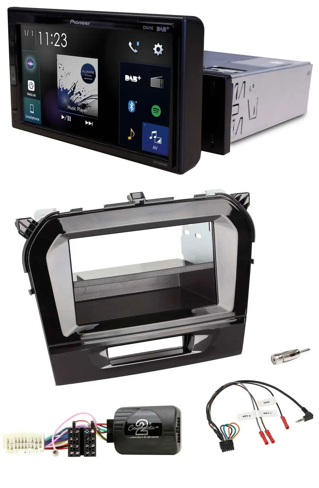 Автомагнитола для Suzuki Vitara (с 2015) Pioneer DAB Bluetooth USB черный глянец