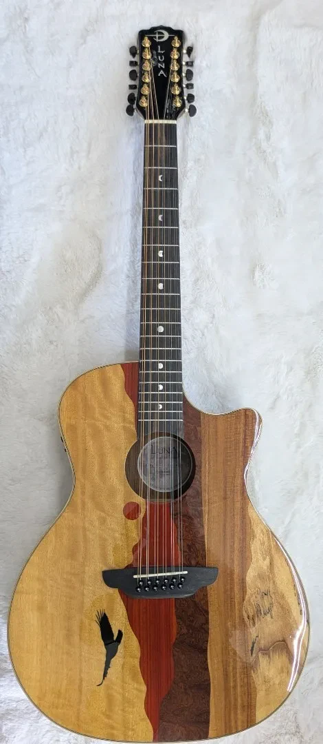 Luna Guitars Luna Vista Eagle 12 String  Tropical Wood Acoustic Electric Guitar w/Hard Case