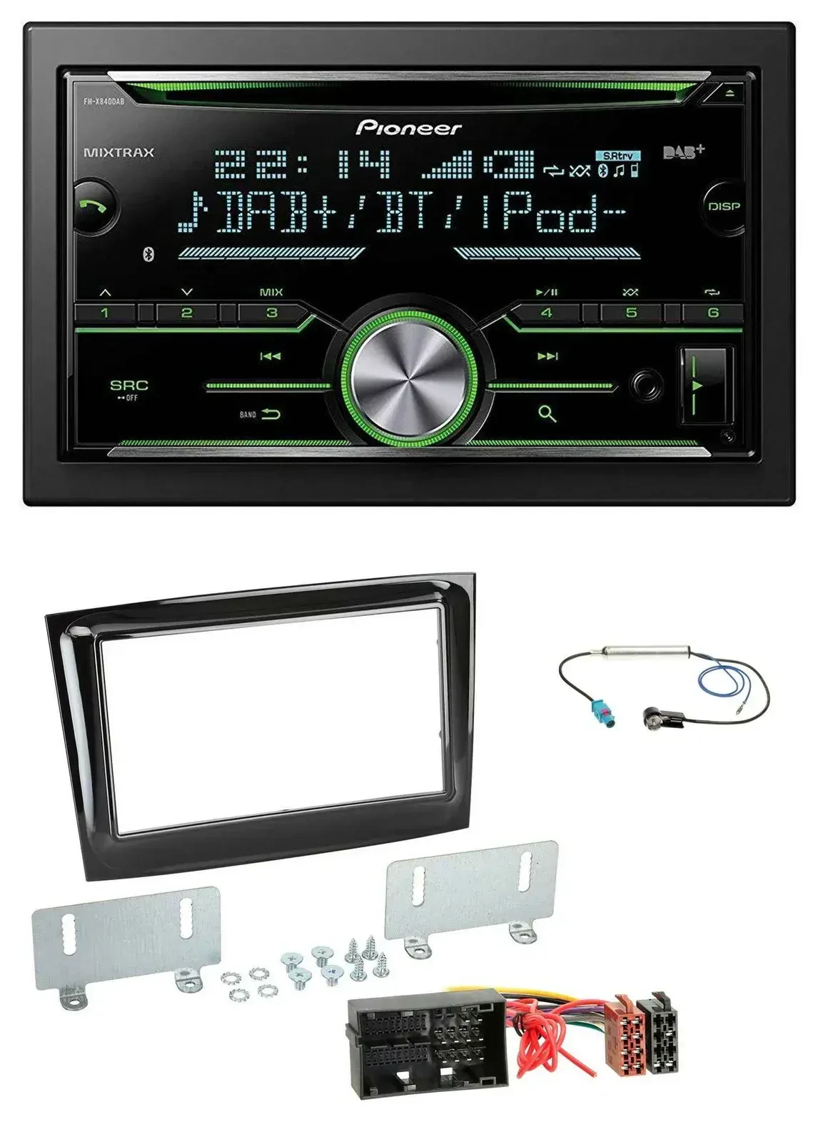 Автомагнитола Pioneer 2DIN Bluetooth DAB USB CD для Fiat Doblo (с 2015), черный глянец