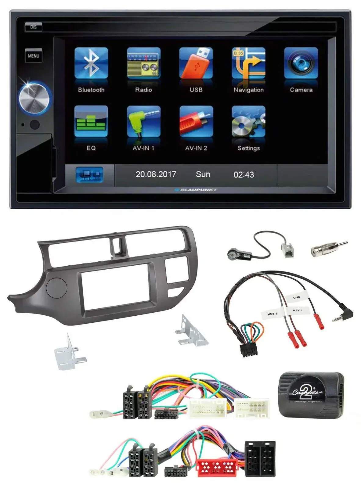 Blaupunkt SD USB TMC Bluetooth 2DIN Lenkrad Navigation für Kia Rio 11-15 UB anth