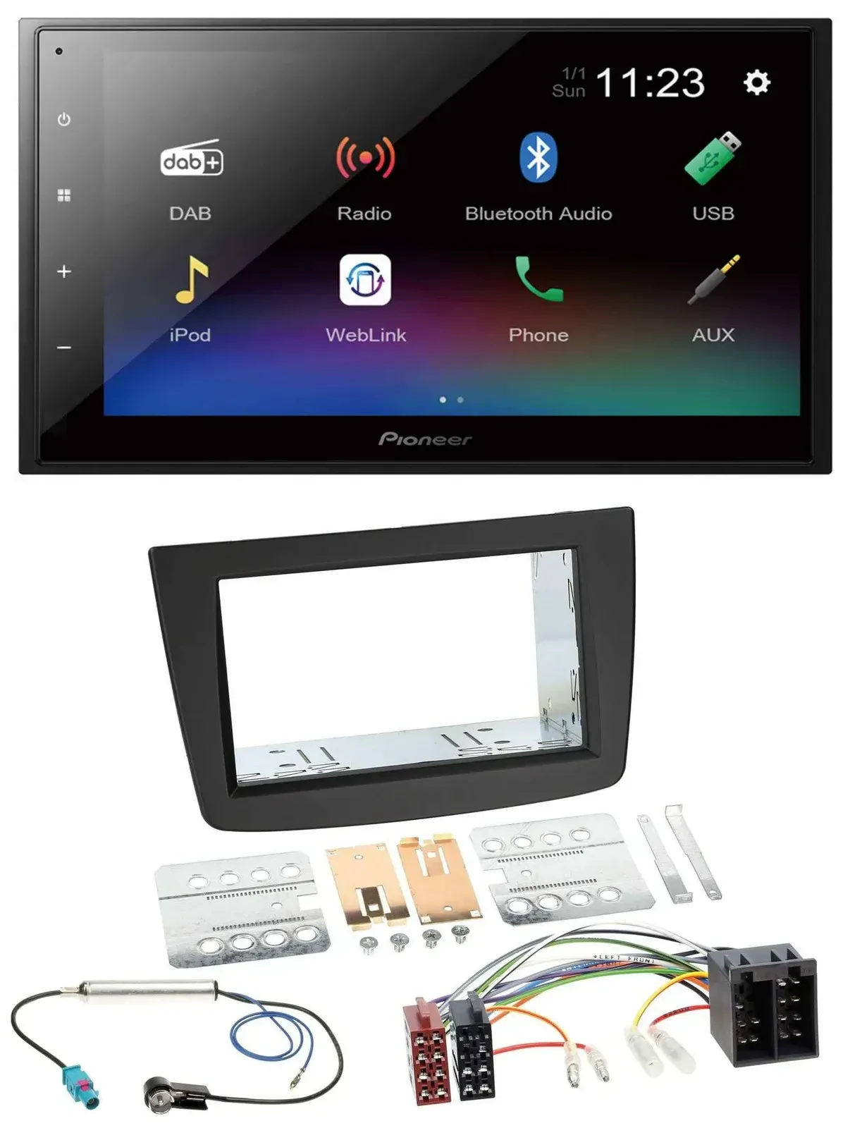 Автомагнитола Pioneer 2 DIN USB Bluetooth DAB MP3 для Alfa Romeo MiTo 2008–2014 (ISO)