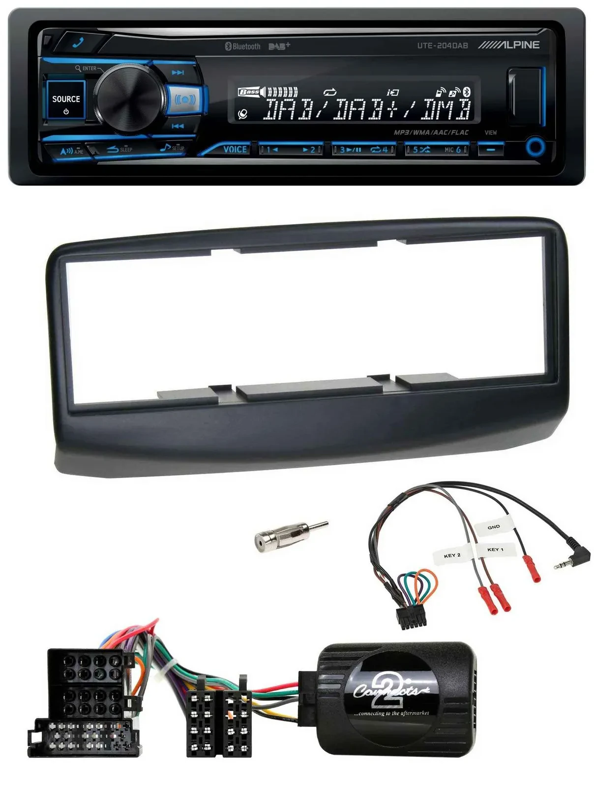 Alpine USB Bluetooth DAB Lenkrad Autoradio für Fiat Multipla 2006-2010