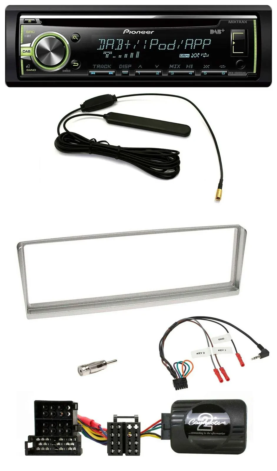 Автомагнитола для Alfa Romeo 156 (2002–2003) Pioneer MP3, USB, CD, DAB, серебристая