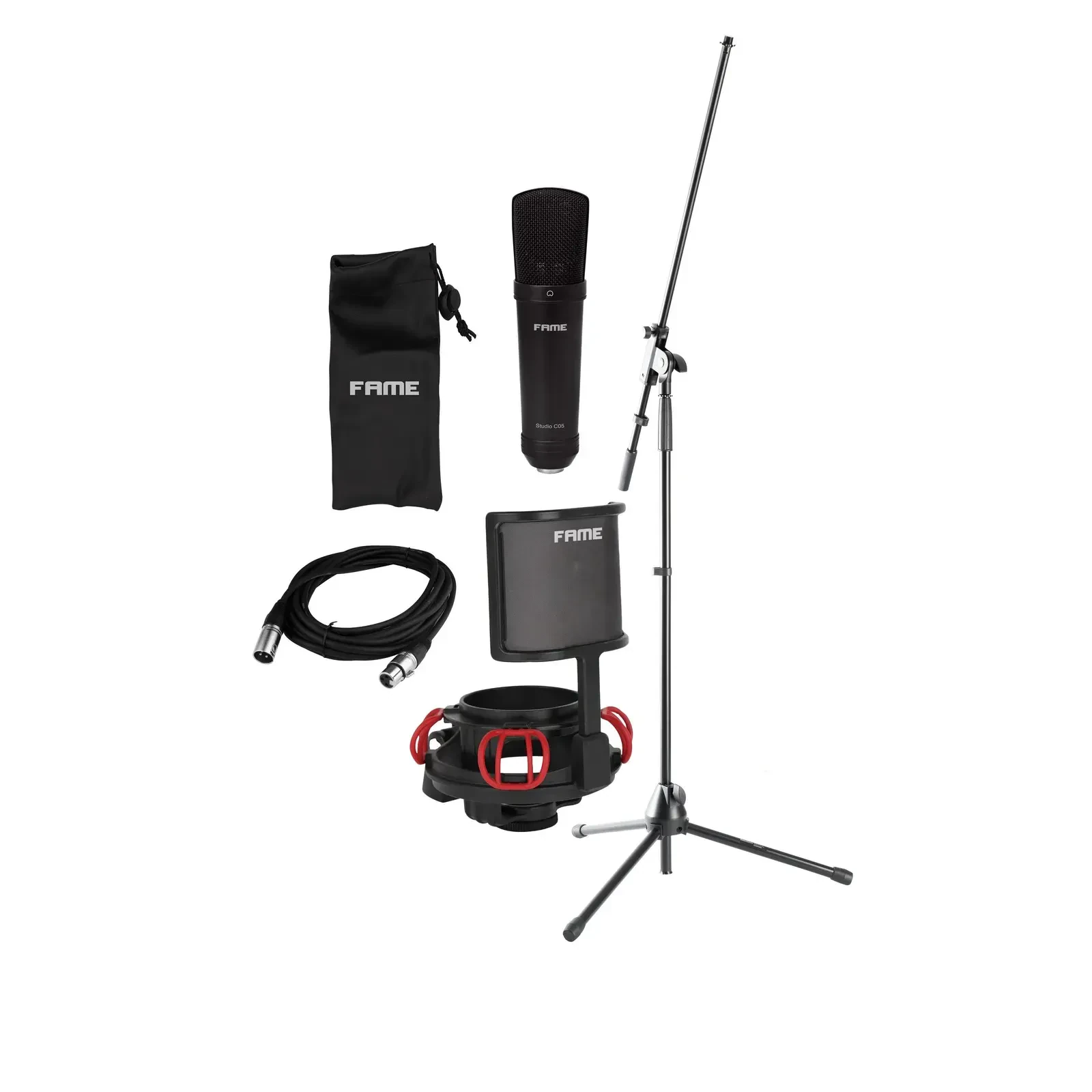 Микрофон конденсаторный для студии Fame Audio (набор) 20 Гц–20 кГц, 125 дБ, фантомное питание 48V, черный