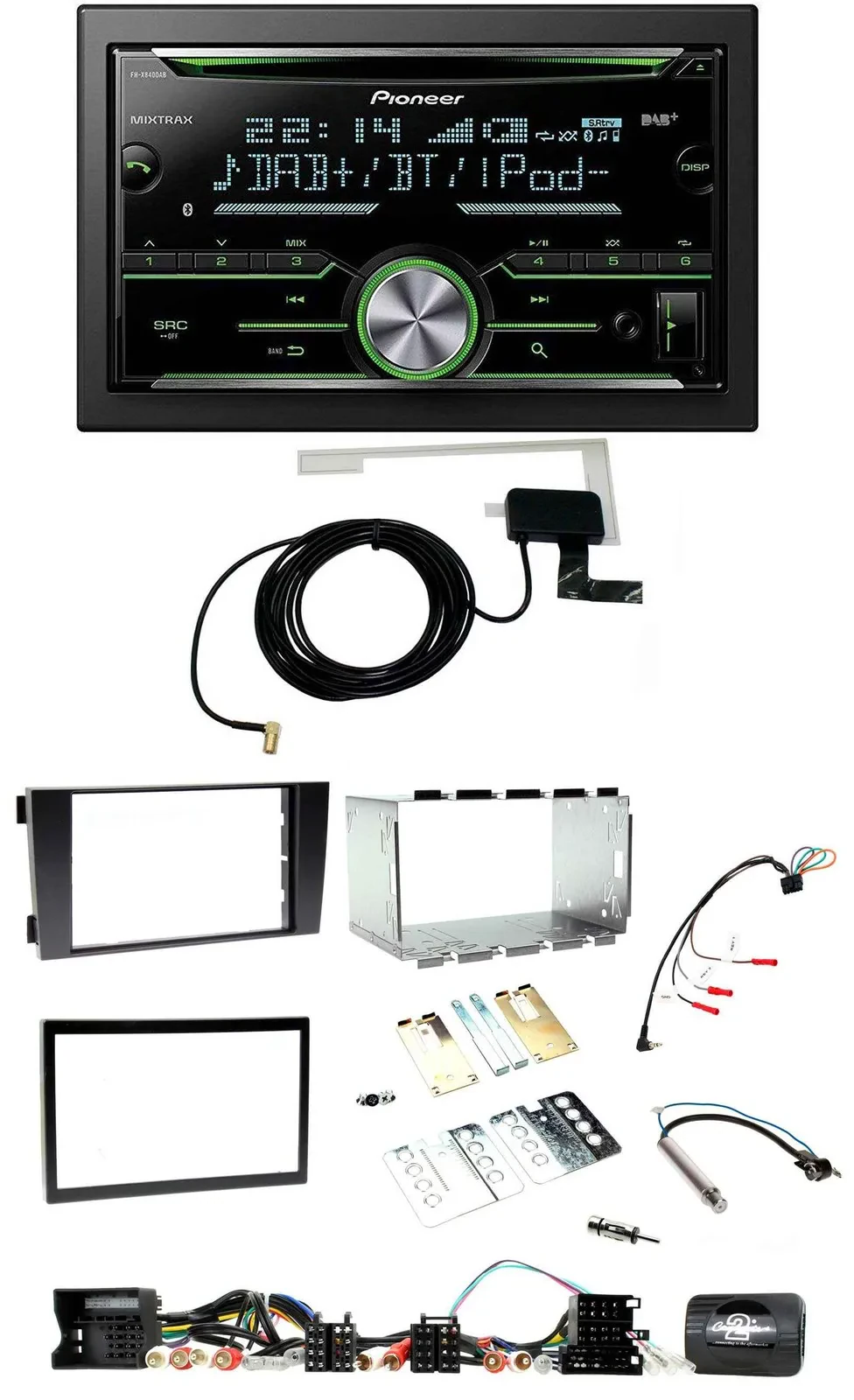 Автомагнитола Pioneer 2DIN, CD, USB, Bluetooth, DAB, для Audi A6 C5 (2001–2004), управление с руля