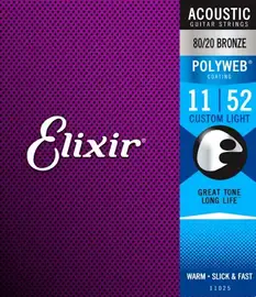 Струны для акустической гитары Elixir Polyweb 11025 11-52, бронза