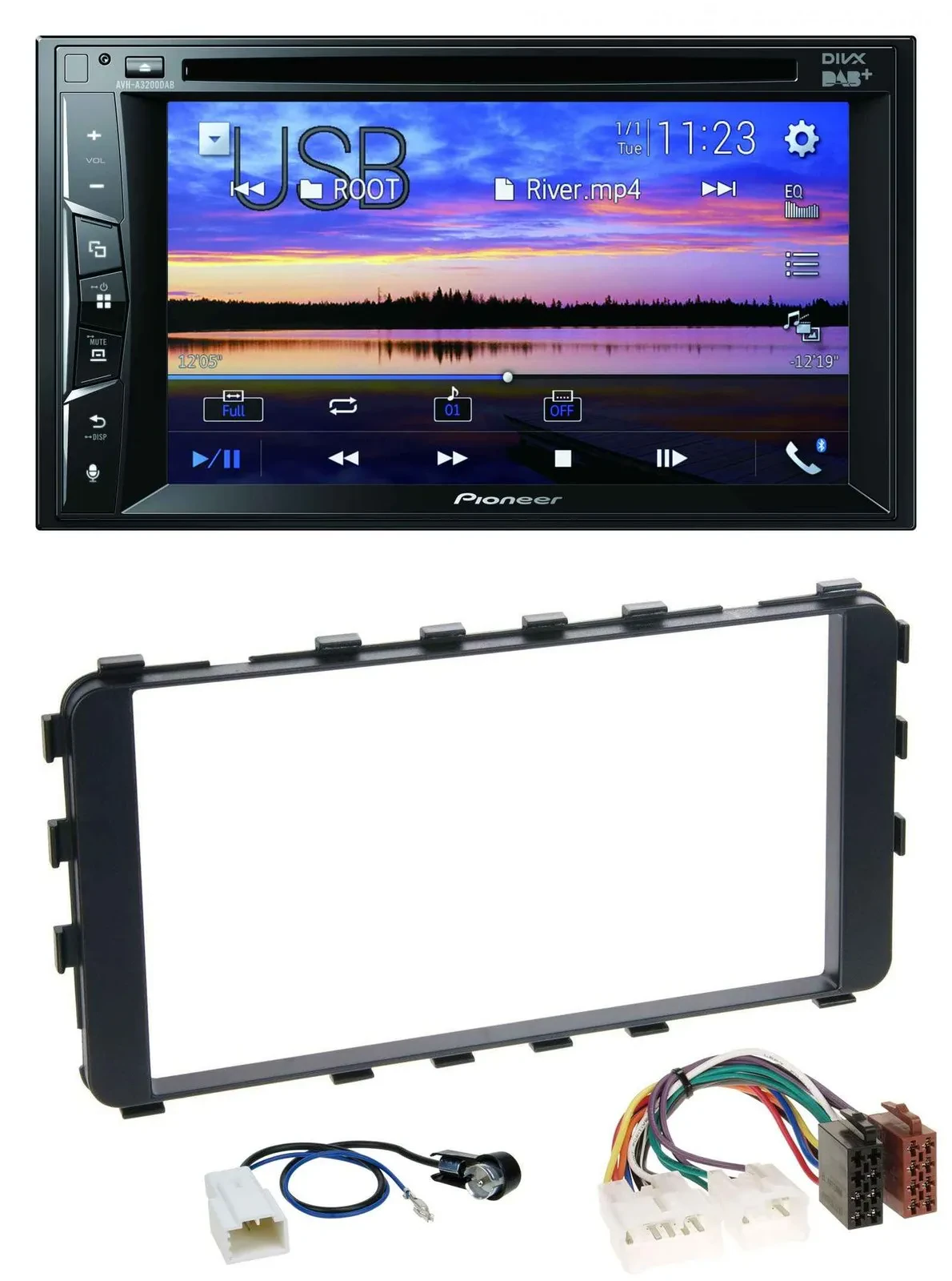 Автомагнитола для Toyota Yaris 2006–2011 Pioneer 2DIN, Bluetooth, USB, DVD, DAB, MP3