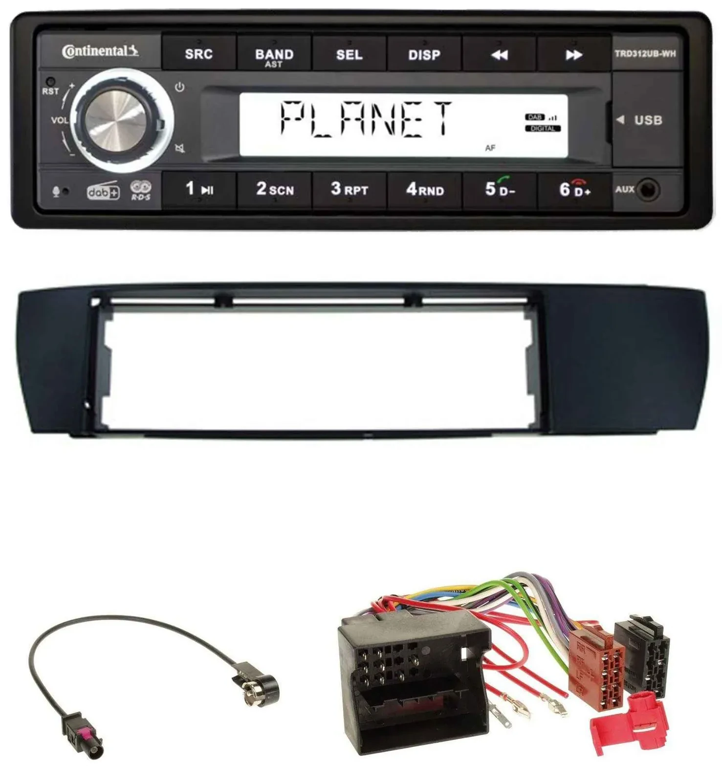 Continental USB 1DIN AUX DAB MP3 Autoradio für BMW X3 (E83 2004-2010) seitlich
