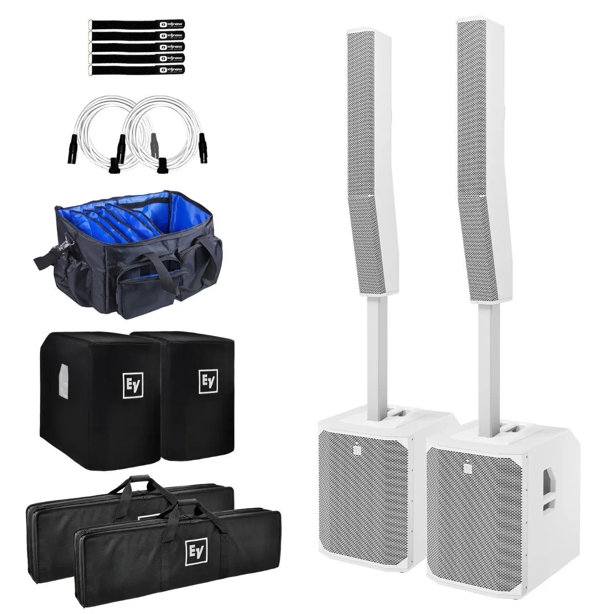 Electro-Voice EVOLVE 70 White Column Powered Speaker Systems Pair w Covers