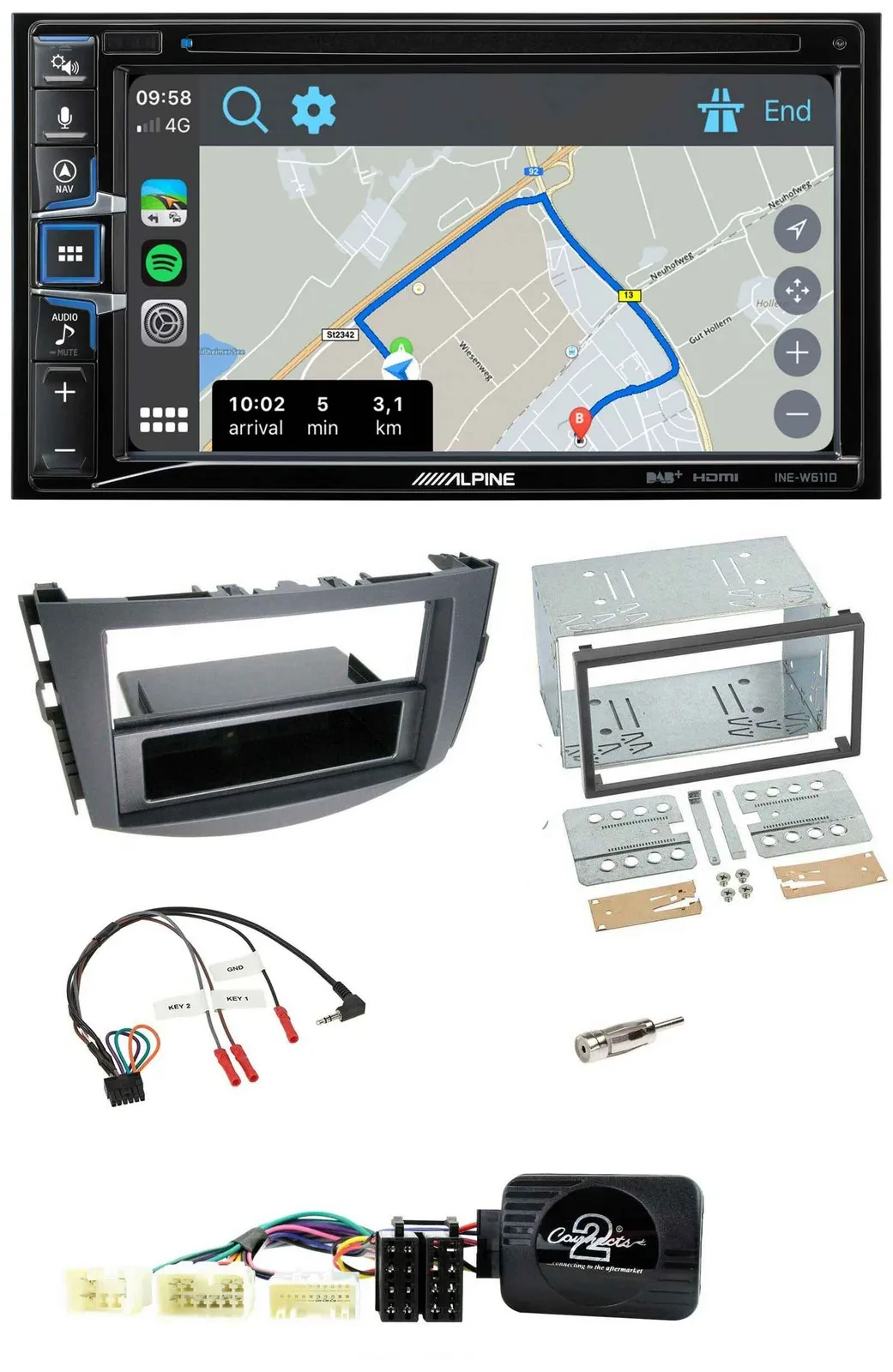 Автомагнитола для Toyota RAV4 2006–2011 Alpine 2DIN, навигация, DAB, TMC, Bluetooth, USB