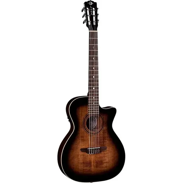 Классическая гитара с подключением Luna Guitars Art Vintage Nylon Acoustic-Electric Guitar Brown Burst