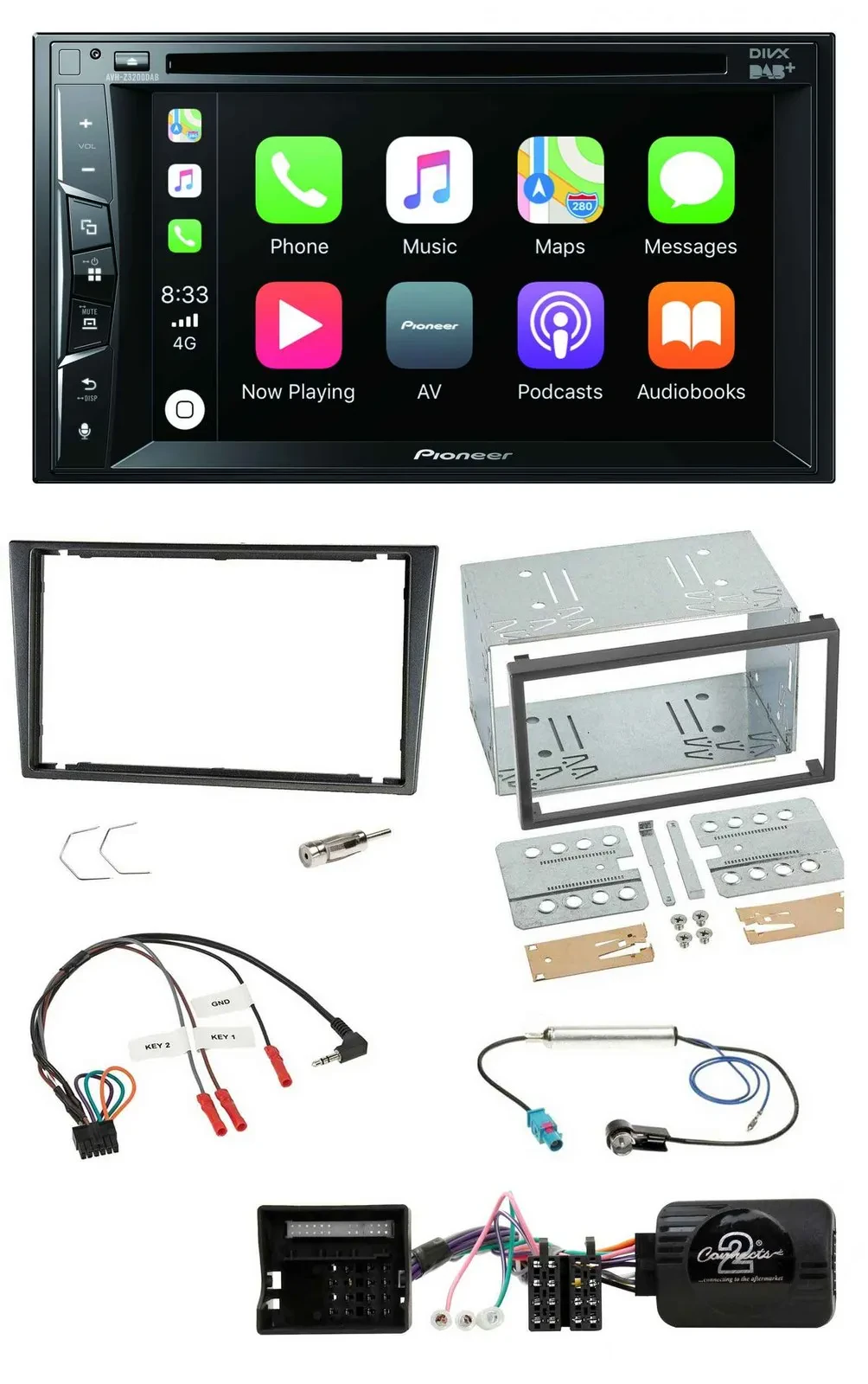 Pioneer Lenkrad USB DVD Bluetooth DAB 2DIN Autoradio für Opel Tigra Corsa C Meri