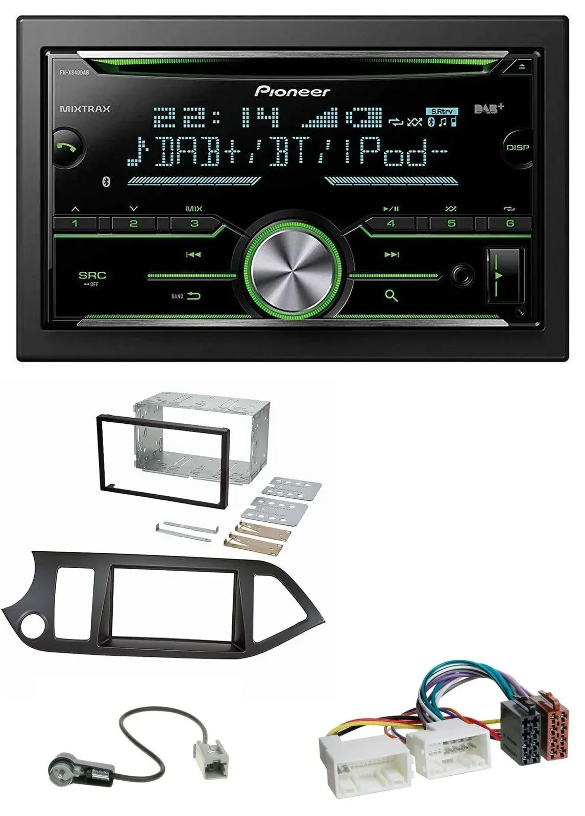 Автомагнитола для Kia Picanto (с 2011, Start-Stop) Pioneer 2-DIN, Bluetooth, DAB, USB, CD