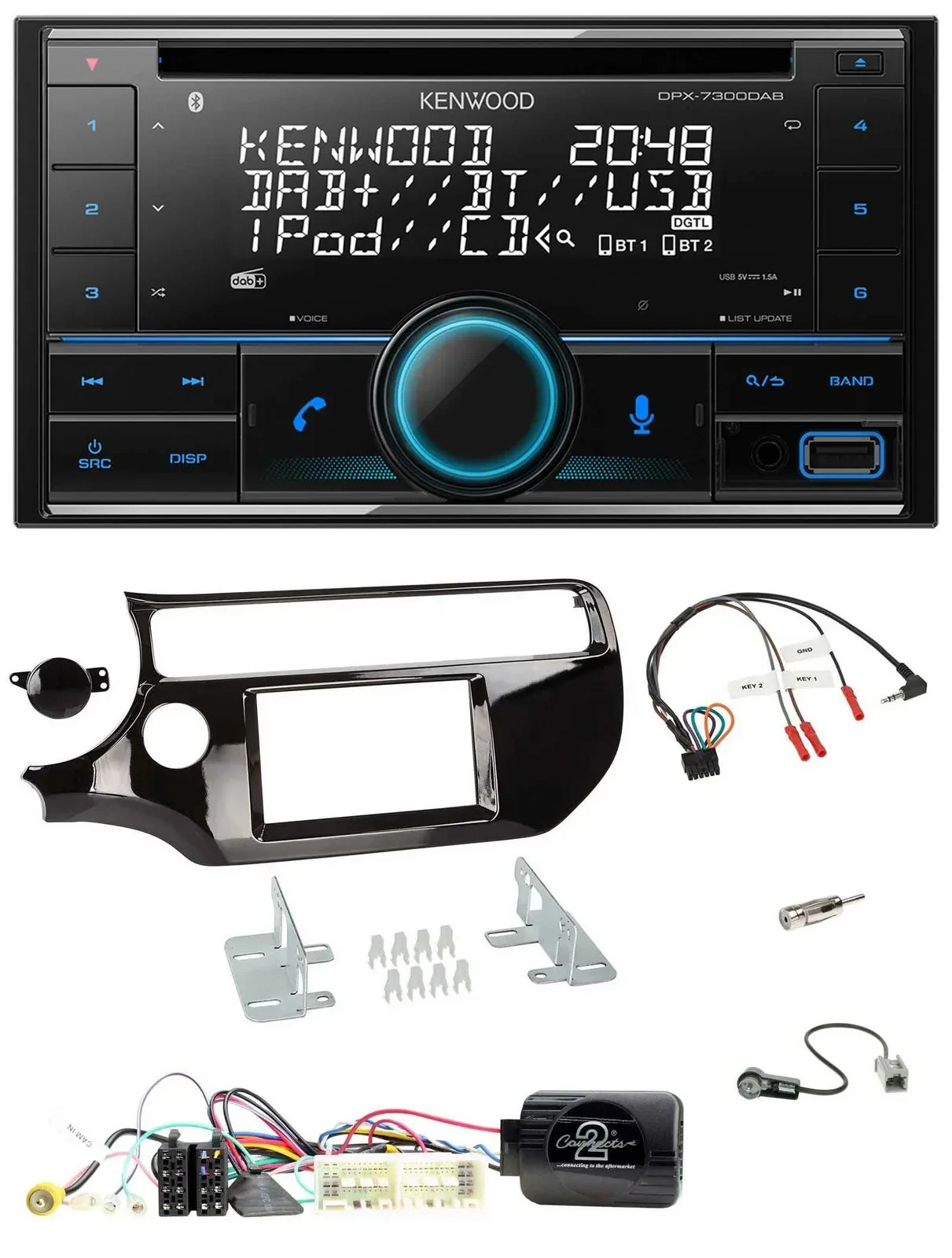 Автомагнитола Kenwood 2-DIN, CD, DAB, USB, Bluetooth, для Kia Rio UB (2017–2023), поддержка управления на руле