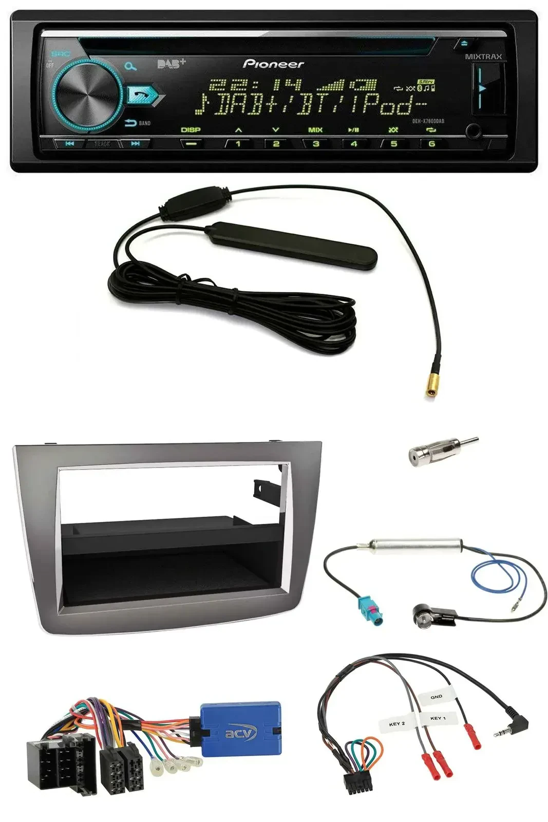 Автомагнитола для Alfa Romeo Mito (2013–2018) Pioneer CD/MP3, DAB, USB, поддержка кнопок на руле, ISO, серебристая