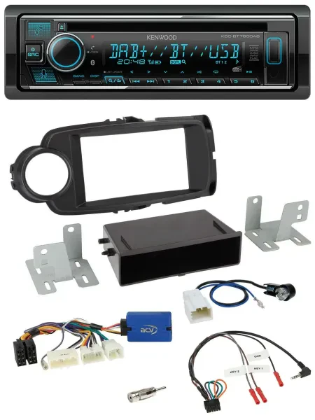 Kenwood Lenkrad Bluetooth DAB USB CD Autoradio für Toyota Yaris ab 2014 schwarz