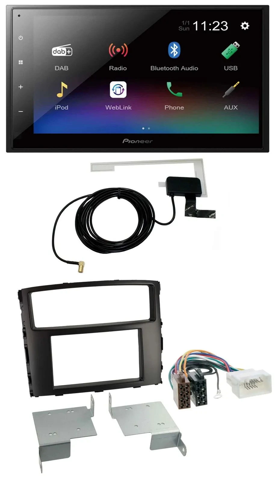 Pioneer DAB MP3 Bluetooth 2DIN USB Autoradio für Mitsubishi Pajero Shogun ab 14