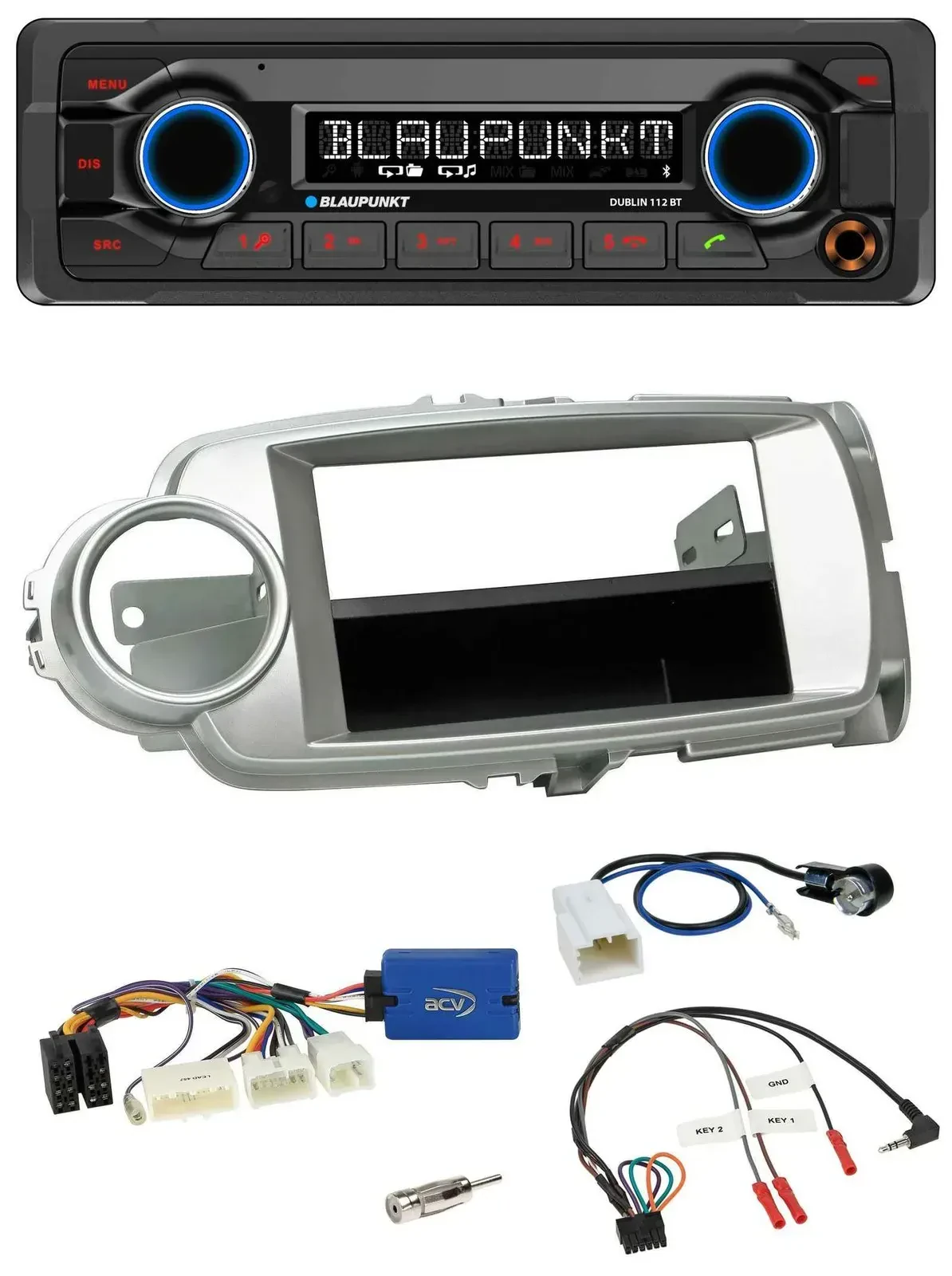 Blaupunkt MP3 Bluetooth USB Lenkrad Autoradio für Toyota Yaris 2011-2014 silber