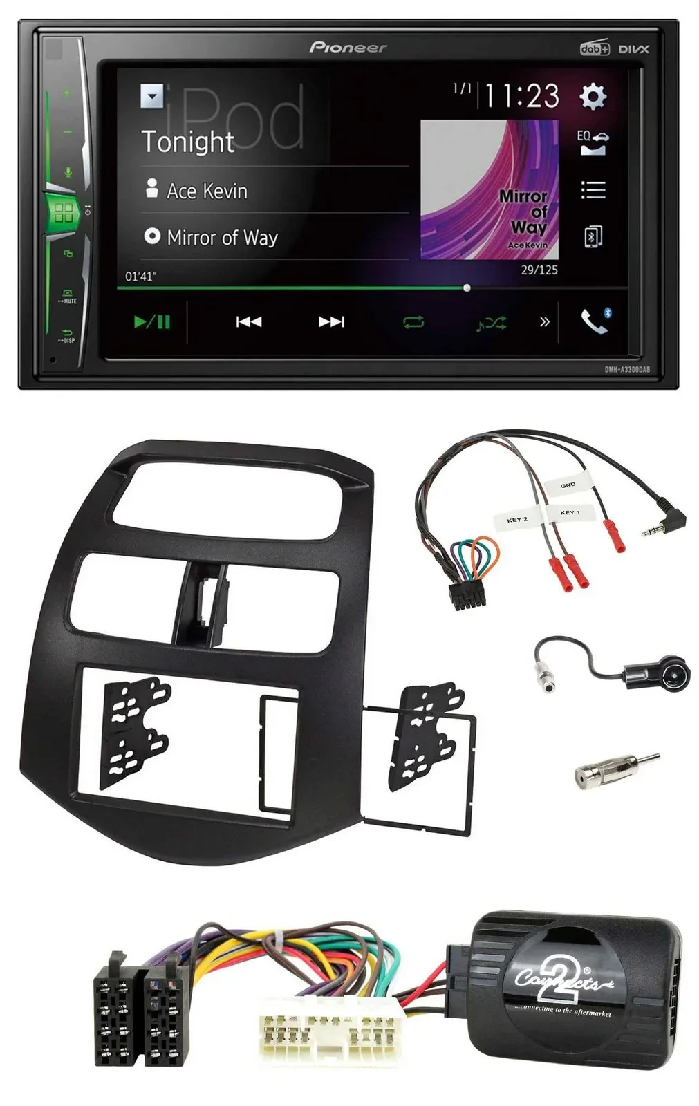 Pioneer 2DIN Lenkrad DAB USB Bluetooth Autoradio für Chevrolet Spark KLM 2012-20