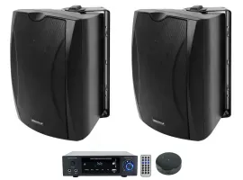 Rockville BLUAMP 150 Stereo Bluetooth Amplifier+(2) Patio Speakers+Wifi Receiver