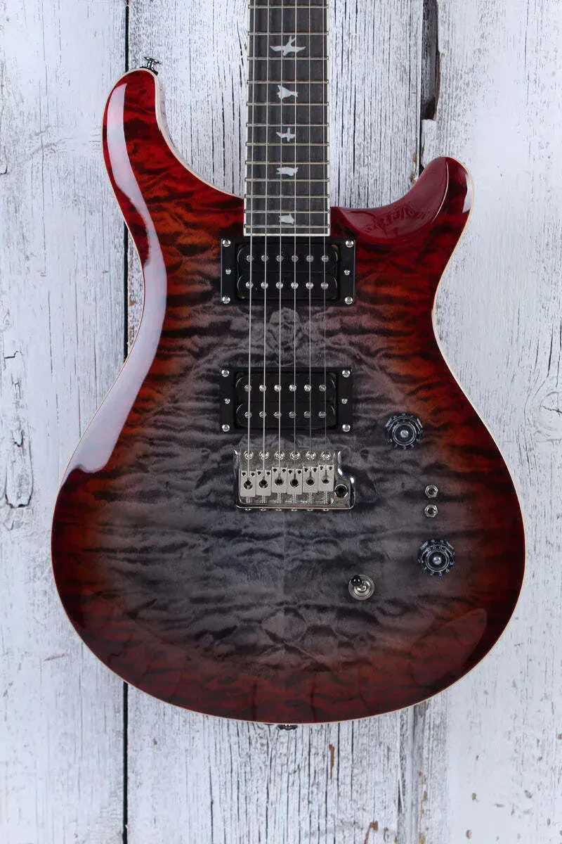PRS SE Custom 24-08 Quilt Electric Guitar Charcoal Cherry Burst with Gig Bag