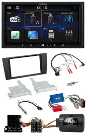 Alpine Bluetooth 2DIN Lenkrad DAB USB Autoradio für Audi A4 99-01 Aktivsystem